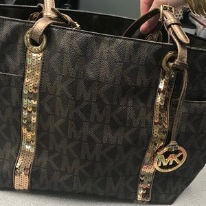 Michael Kors brown signature bag with glitter